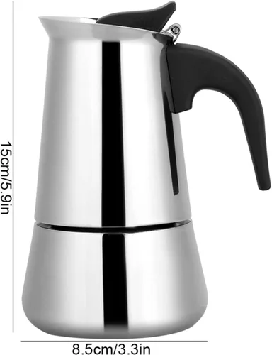 Vista 2 de Cafetera eléctrica del percolador, olla de mesa de café espresso de fondo ancho de acero inoxidable (3.4 fl oz)