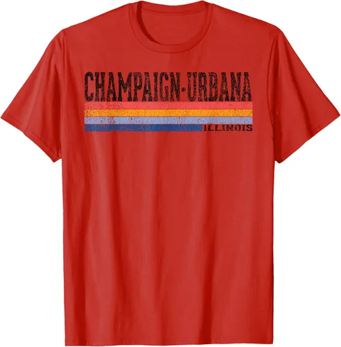 Vista 93 de clásico 1980s estilo champaign-urbana Illinois T Shirt, hombre 2XL, Blanco
