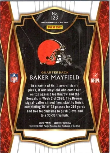 Vista 2 de 2020 Panini Select #123 Baker Mayfield Premier Level NM-MT Cleveland Browns - Tarjeta de intercambio de fútbol