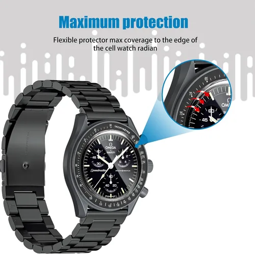 Vista 5 de Stanchev Protector de cristal para Moonswatch, protector de pantalla de TPU suave antiarañazos, compatible con Swatch Omega Moonwatch, protector