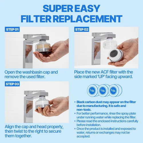 Vista 8 de Filtro de repuesto para grifo de lavabo de limpieza inspirado en la cultura de belleza de Corea, filtros de carbono puro para agua de baño y cocina