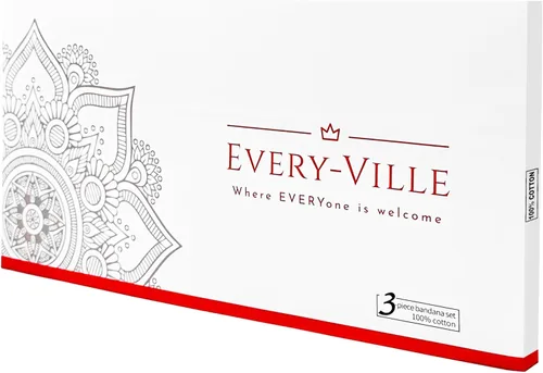Vista 6 de EVERY-VILLE Where EVERYone is Welcome Classic Paisley Bandanas - 3 Pack Gift Set, 100% Cotton, 22x22 Inches