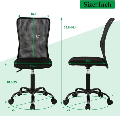 Vista 2 de Silla ergonómica de oficina con soporte de malla, moderna silla giratoria ejecutiva con respaldo medio, silla de computadora, silla de tareas