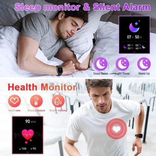 Vista 3 de Reloj inteligente para hombre, rastreador de ejercicio hacer respuesta llamada, relojes digitales para hombre, impermeables, para correr, reloj