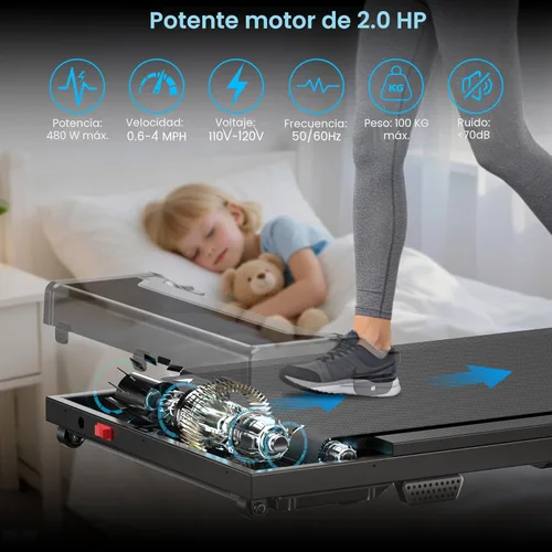 Vista 4 de Walking Pad Treadmill for Home - Under Desk Walk Pads with Remote Control Mini Running Portable Electric Machine Adjustable Slim Compact with