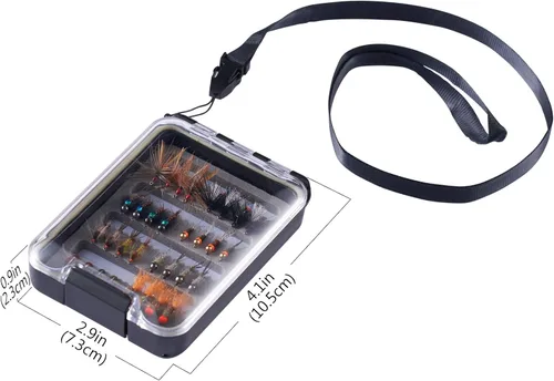 Vista 6 de BASSDASH Fly Fishing Flies Kit Fly Assortment Trout Bass Fishing with Fly Box with Dry/Wet Flies, Nymphs, Streamers, Popper