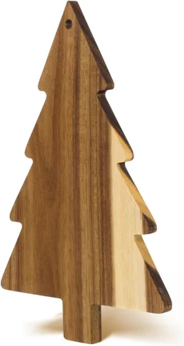 Vista 6 de Amosfun Tabla de cortar de árbol de Navidad, tabla de cortar de cocina, bandeja de servir de madera, placa de charcutería en forma de árbol, 9.5 x
