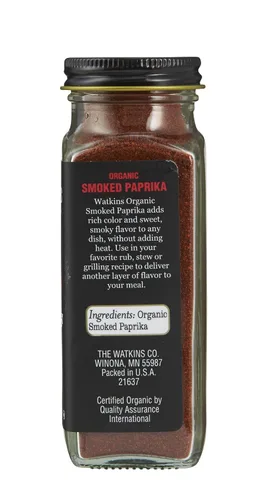 Vista 2 de Watkins Gourmet - Tarro de especias orgánicas, pimentón ahumado, sin OMG, Kosher, botella de 2.4 onzas, paquete de 1