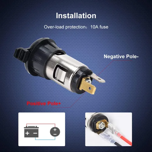 Vista 5 de CNAODUN Enchufe para encendedor de cigarrillos de automóvil DC 12V/24V toma de corriente con botón de expulsión de 12 voltios de repuesto