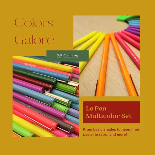 Vista 4 de Uchida Le Pens - Juego de bolígrafos multicolor de 36 colores, bolígrafos Le Pen para diario, bolígrafos finos a prueba de manchas para escribir
