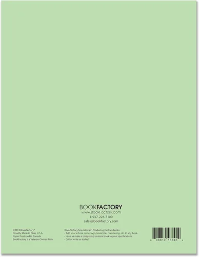 Vista 4 de BookFactory Cuaderno Student Lab (formato de cuadrícula científica) de 8.5 x 11 pulgadas, 50 páginas (paquete de 1 unidad), cubierta verde