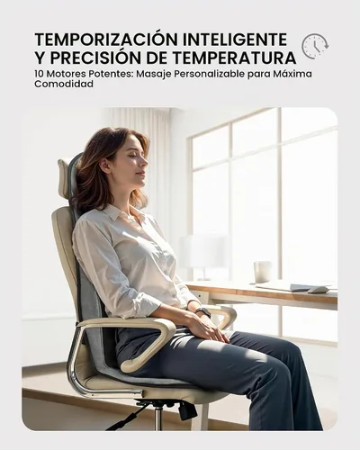 Vista 7 de COMFIER Masajeador de espalda con calor, almohadilla para silla con soporte Negro (Charcoal Black)