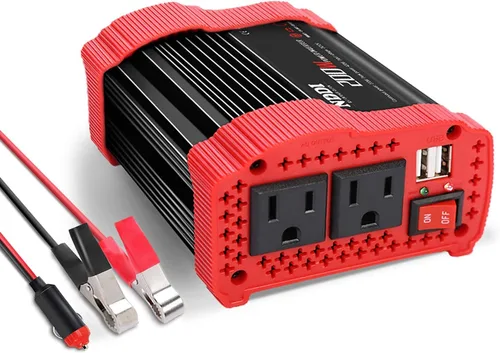 Vista 8 de NDDI 200W Inversor de corriente para automóvil 12V DC a 110V AC con adaptador de cargador USB rápido de 3.1A de doble puerto (Negro) 3.1A Dual USB
