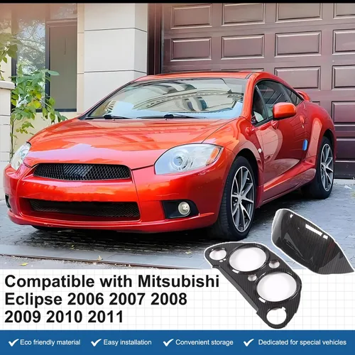 Vista 7 de Marco de panel de medidor de consola central compatible con Mitsubishi Eclipse 2006-2011, panel de instrumentos de tablero de automóvil