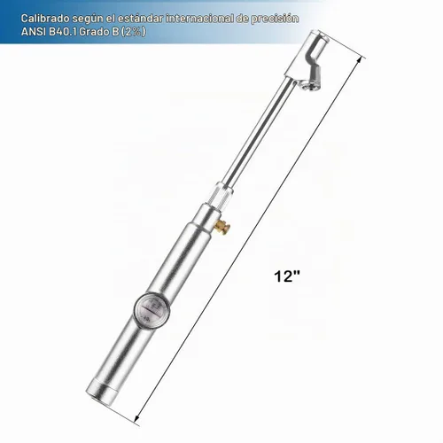 Vista 2 de CZC AUTO - Manómetro para presión de neumáticos, medidor de aire de doble cabezal con pie recto para camiones, medidor de rueda de doble eje preciso