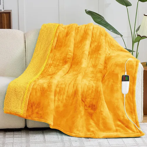 Vista 23 de greenoak Manta eléctrica con calefacción, manta térmica de piel sintética Sherpa para sofá cama, regalos cálidos de invierno para mujeres/ella