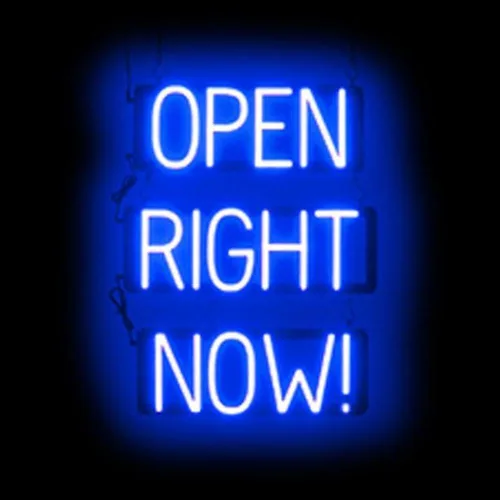Vista 60 de SpellBrite Letrero LED Neon OPEN para negocios - Azul, 17" x 6