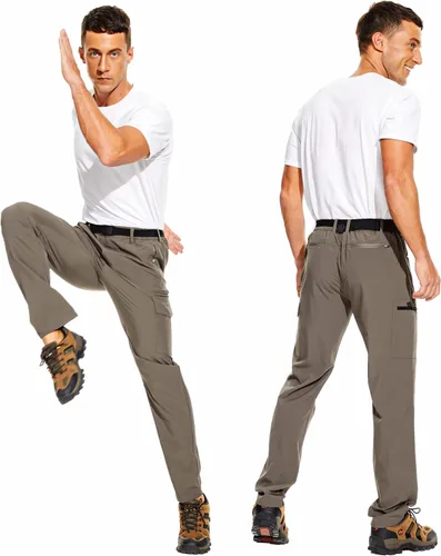 Vista 2 de NATUVENIX Pantalones de senderismo para hombre, pantalones de viaje ligeros para hombre, pantalones de pesca de secado rápido, resistentes al agua
