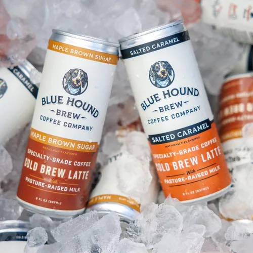 Vista 4 de Blue Hound Brew Cold Brew Latte Variety Pack Maple Brown Sugar + Salted Caramel 12 Cans (8 fl oz) Specialty-Grade Cold Brew, Organic Whole
