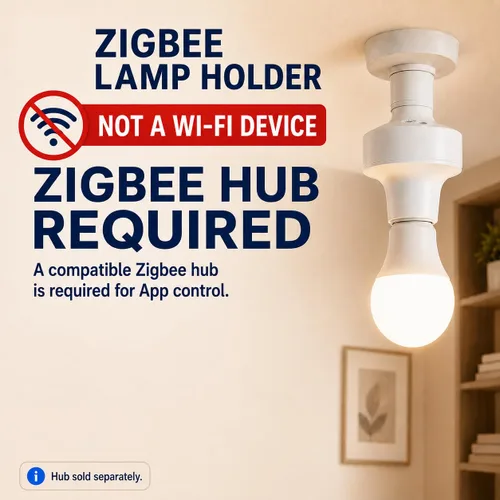 Vista 4 de QIACHIP Adaptador de enchufe de luz de control remoto E26 E27, soporte de luz inteligente ZigBee compatible con control de voz Alexa Echo, requiere