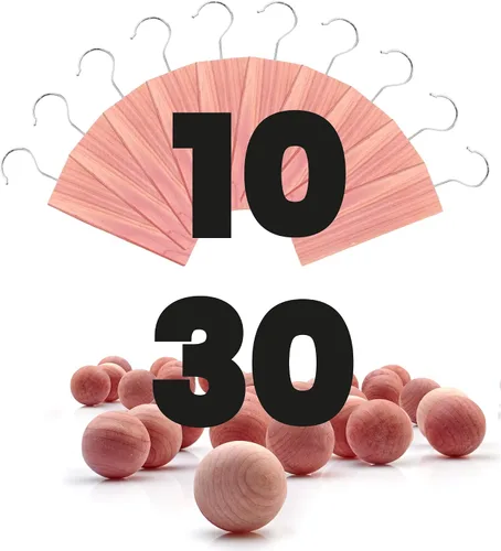 Vista 4 de Bloques y bolas de cedro Professor Killamoth para almacenamiento de ropa, paquete de 40 - Evita daños en la ropa - 10 tablas frescas y perchas más