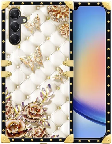 Vista 105 de Funda compatible con Samsung Galaxy A03S 4G, TPU suave de lujo y parte trasera de policarbonato duro para niñas y mujeres, funda protectora a prueba