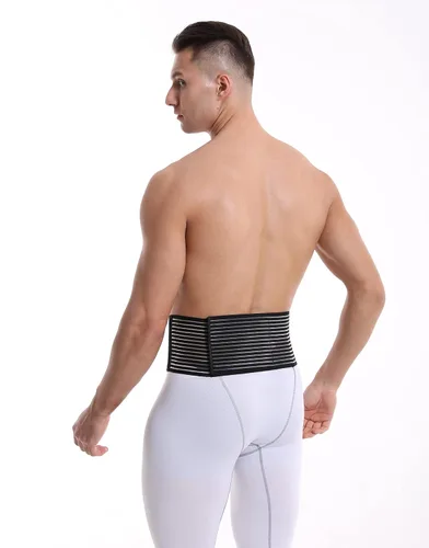 Vista 3 de Cinturón de hernia umbilical para hombres y mujeres. Abdominal Binder - almohadilla de compresión para naval (doble grosor). Cinturón de soporte