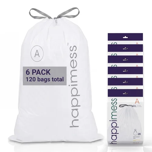 Vista 20 de happimess Bolsas de basura con cordón de 8 galones (30 litros), sin perfume, transparentes, resistentes para cocina y hogar, ajuste personalizado