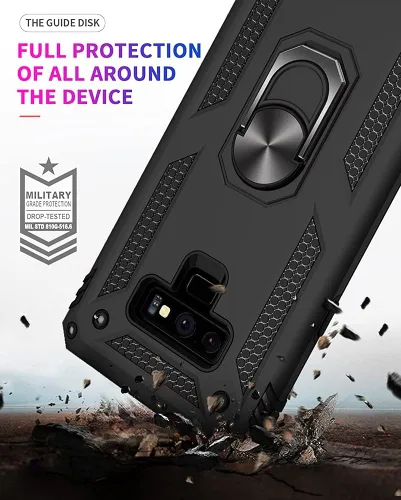 Vista 7 de Androgate Funda para Galaxy Note 9 con protector de pantalla de PET 3D, soporte de anillo de grado militar, soporte para automóvil, prueba de caídas