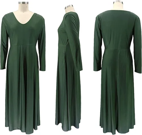 Vista 3 de IyMoo Vestido largo de manga larga formal para mujer, talla grande, vestido de noche