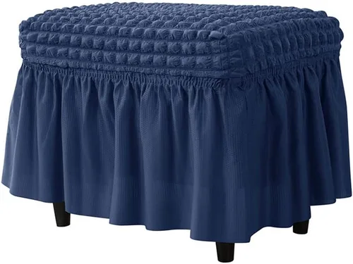 Vista 8 de GAWEKIQE Fundas otomanas de tela de sirsaca de alta elasticidad, funda para reposapiés con falda, rectangular, moderno, protector de muebles