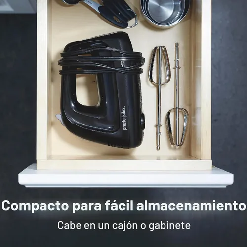 Vista 7 de Proctor Silex Easy Mix - Batidora de mano eléctrica de 5 velocidades con Compacto y ligero 215 vatios de potencia máxima Negro 62511