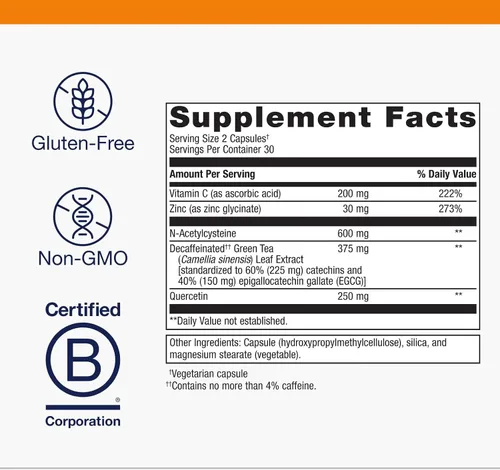 Vista 4 de Metagenics Inmune activo - Quercetina, NAC, zinc, EGCG y vitamina C - Apoya la salud inmunológica, la defensa antioxidante y la producción