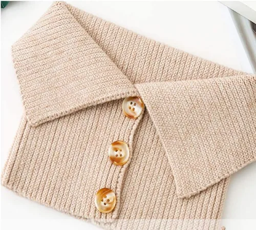 Vista 2 de YEKEYI Collar falso de punto para mujer, cuello alto, solapa envolvente, con botones, collar desmontable