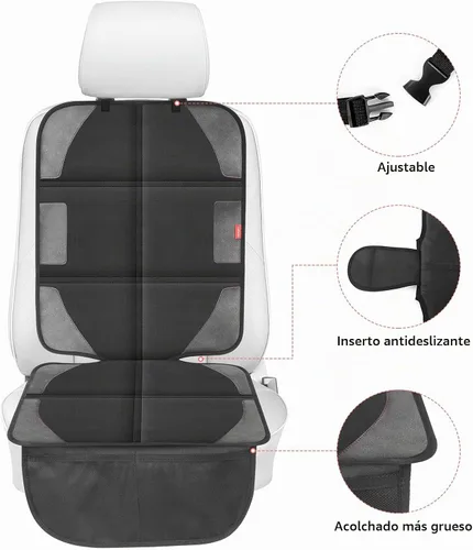 Vista 4 de Protector de asiento de automóvil con acolchado más grueso, tela 600D impermeable protector de asiento de bebé con bolsillos de almacenamiento 2