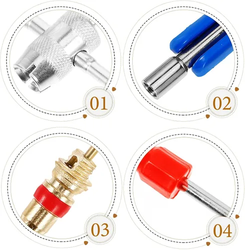Vista 8 de 47pcs Tire Valve Stem Installer Valve Core Remover Tool Set for Car Motorcycle and Bicycle Tire Repair Maintenance