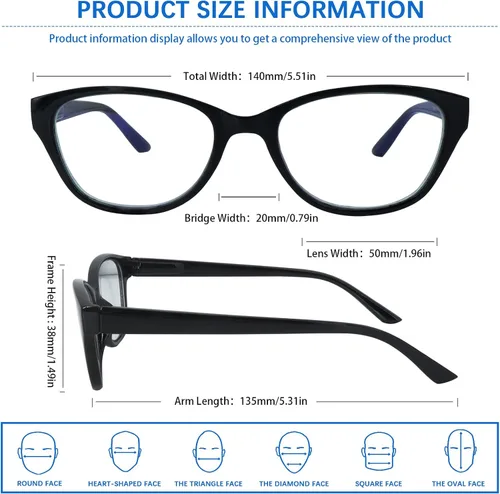 Vista 2 de COJWIS 5 Pack Reading Glasses for Women Blue Light Blocking Computer Readers with Spring Hinge Anti Eye Strain Eyewear