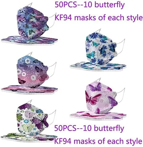 Vista 4 de 50 cubrebocas desechables florales con diseños 3D para mujer, cubrebocas transpirable de 4 capas con alambre para la nariz