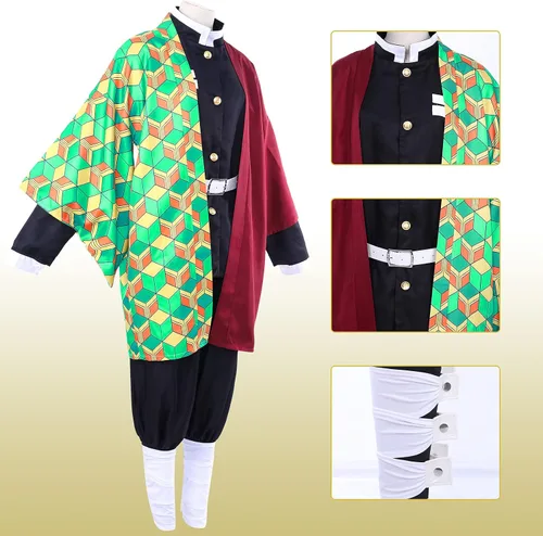 Vista 2 de Demon Slayer Giyuu Tomioka - Conjunto completo de kimono de anime para cosplay