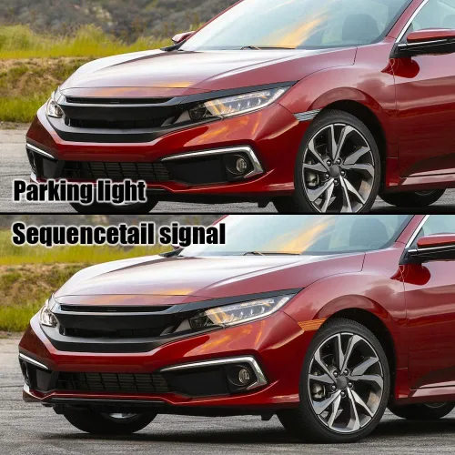 Vista 4 de PIT66 Luces LED laterales de señalización Switchback compatible con Honda Civic 2016 2017 2018 2019 2021, lente ahumada, 33850TBAA02 33850TBAA01
