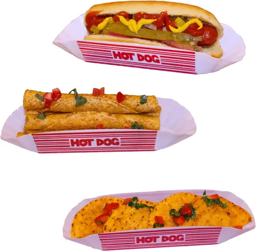 Vista 2 de Juego de platos para perros calientes, 12 piezas, plástico moldeado por inyección, reutilizable, clásico
