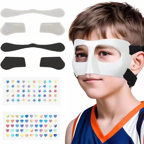 Vista 7 de WR01A Kids Nose Guard for Broken Nose Girls Boys Adjustable Basketball Soccer Sports Face Mask with Foam Padding and Stickers for Youth Teens