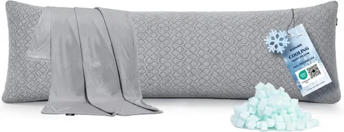 Vista 12 de Rainmr Almohada de Espuma Viscoelástica Gruesa para el Cuerpo - Almohada Completa para Dormir de Lado - con Funda de Almohada de Enfriamiento Gris