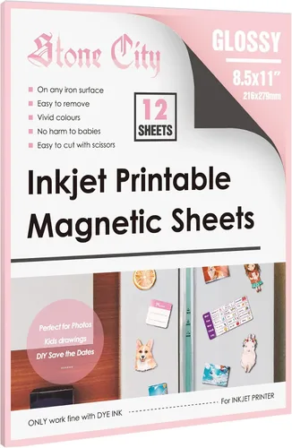 Vista 10 de STONE CITY Hojas magnéticas imprimibles para hacer imanes de foto para refrigerador, papel brillante para imprimir, espesor de 12 mil