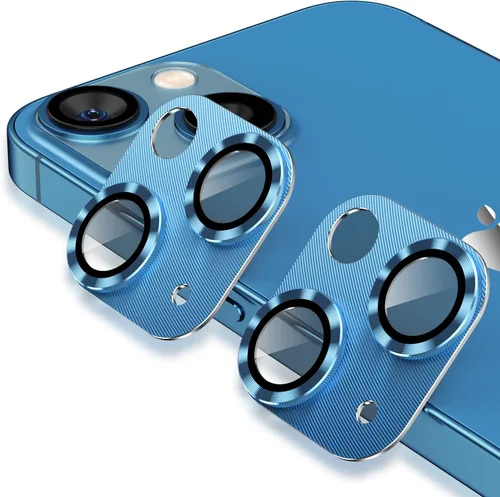 Vista 12 de Korecase [Paquete de 2] Diseñado para iPhone 13 / iPhone 13 Mini protector de lente de cámara de vidrio templado, cubierta de metal de aluminio