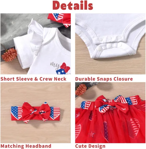 Vista 4 de Aalizzwell Traje de falda navideña para bebés recién nacidos american