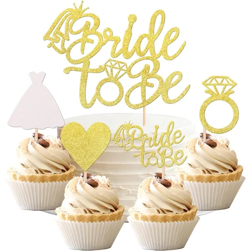 Vista 12 de 1 decoración de pastel de novia con anillo de purpurina para despedida de soltera, decoración para boda, compromiso, despedida de soltera, Oro