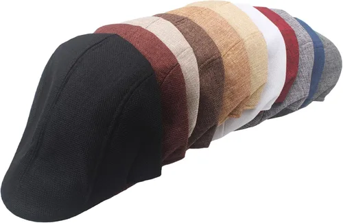 Vista 7 de meioro Gorra plana de verano para hombre, tejido de paja de lino, de algodón, transpirable, Gatsby Irish Cabbie Ivy Cap Caqui