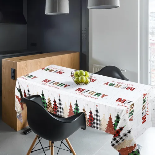 Vista 5 de Preboun Mantel de Navidad de Mesa de Navidad Mantel de Plástico Mantel Cuadrado con Árbol de Navidad Mantel Rectangular para Navidad para Fiesta