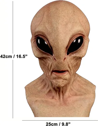 Vista 6 de LECOK Máscara de alienígena aterradora, máscara realista de Halloween para adultos, cubierta de cabeza de látex espeluznante, para disfraces